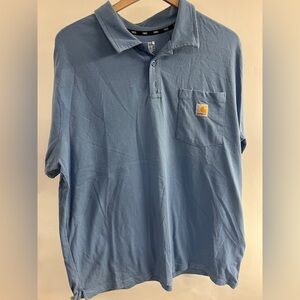 Carhartt Shirt Mens Blue Force Relaxed Fit Collared Short Sleeve Logo Sz XL